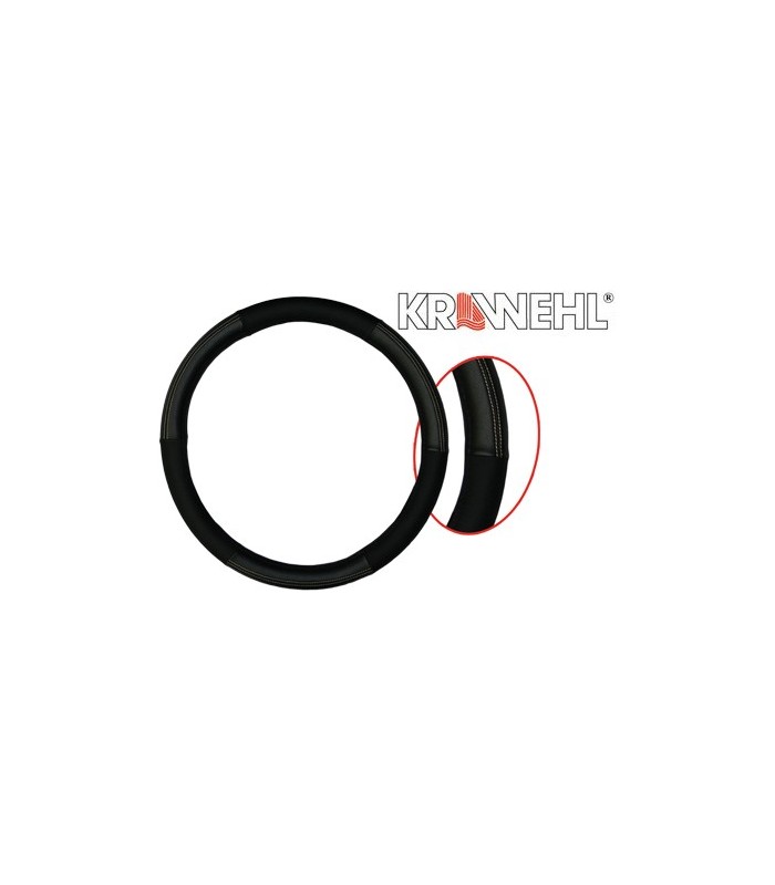 FUNDA VOLANTE NEGRA CON COSIDO BLANCO