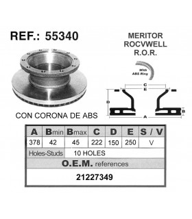 DISCO FRENO MERITOR / R.O.R C/ABS