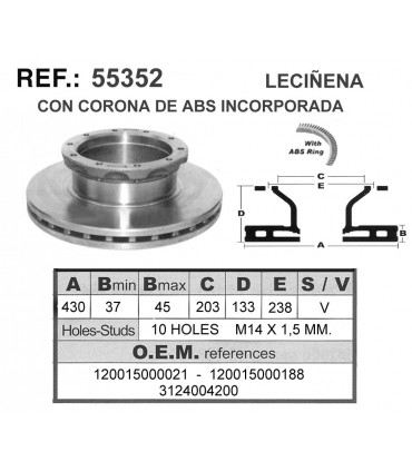 DISCO FRENO LECIÑENA C/ABS