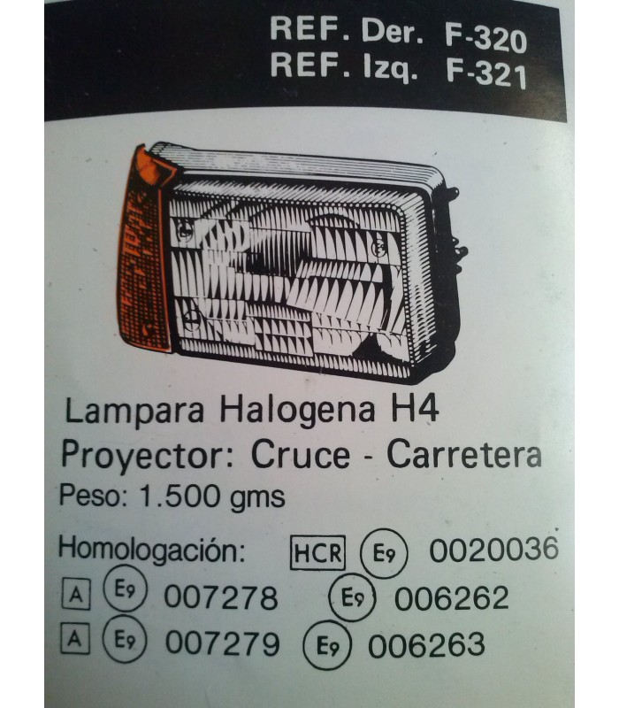 FARO DERECHO SEAT PANDA H4