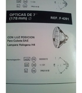ÓPTICA UNIVERSAL 178 MM CRUCE-CARRETERA H4 MAS LUZ DE POSICIÓN