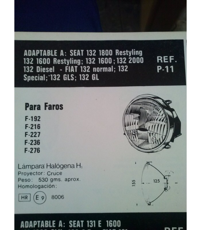 OPTICA FARO CRUCE SEAT 132-FIAT 132