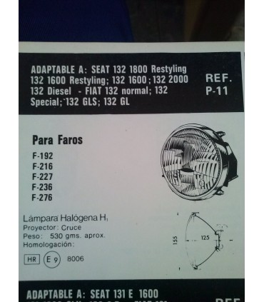 OPTICA FARO CRUCE SEAT 132-FIAT 132