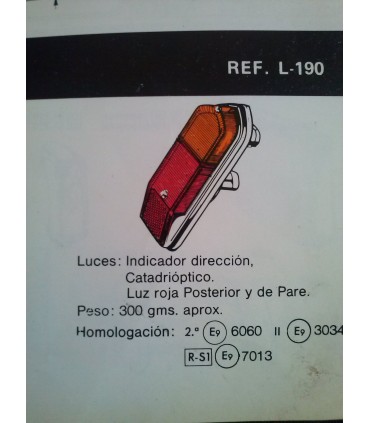 Talco piloto trasero Seat 124, 1430 FAMILIAR, FIAT 124 FAMILIAR