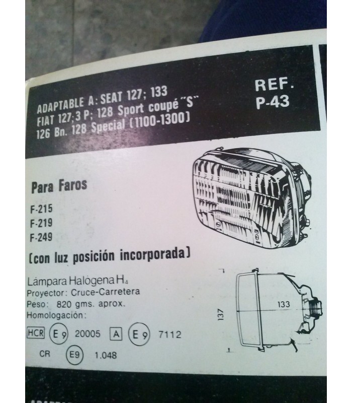OPTICA FARO CRUCE-CARRETERA SEAT 127-133-128