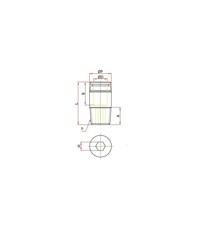 Rosca macho cónica ø 8 r 1/8 bspt