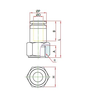 Rosca hembra cilíndrica ø 4 r 1/8 bspp