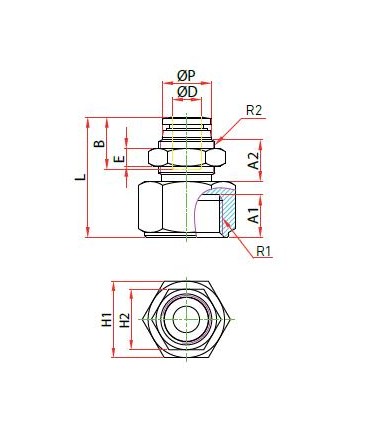 Pasatabique rosca hembra cilíndrica ø 10 r 1/8 bspp