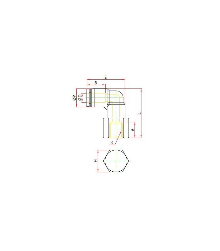Codo orientable rosca hembra métrica ø 4 r m5xp0.8