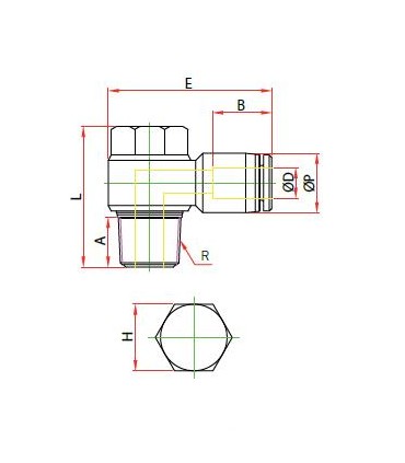 Codo orientable banjo rosca macho cónica ø 4 r 1/4 bspt