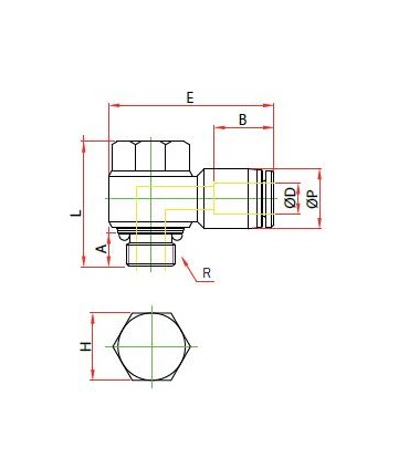 Codo orientable banjo rosca macho cilíndrica ø 10 r 3/8 bspp