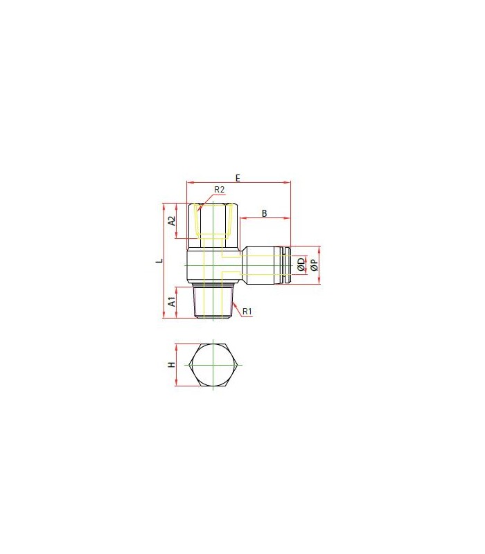 Codo orientable banjo rosca macho cónica ø 10 r 1/4 bspt