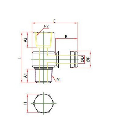 Codo orientable banjo rosca macho cónica ø 10 r 1/2 bspt