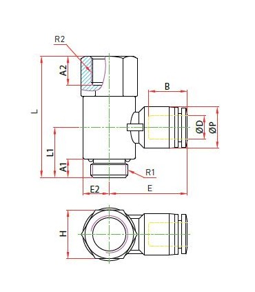 Codo orientable banjo rosca macho cilíndrica ø 8 r 3/8 bspp