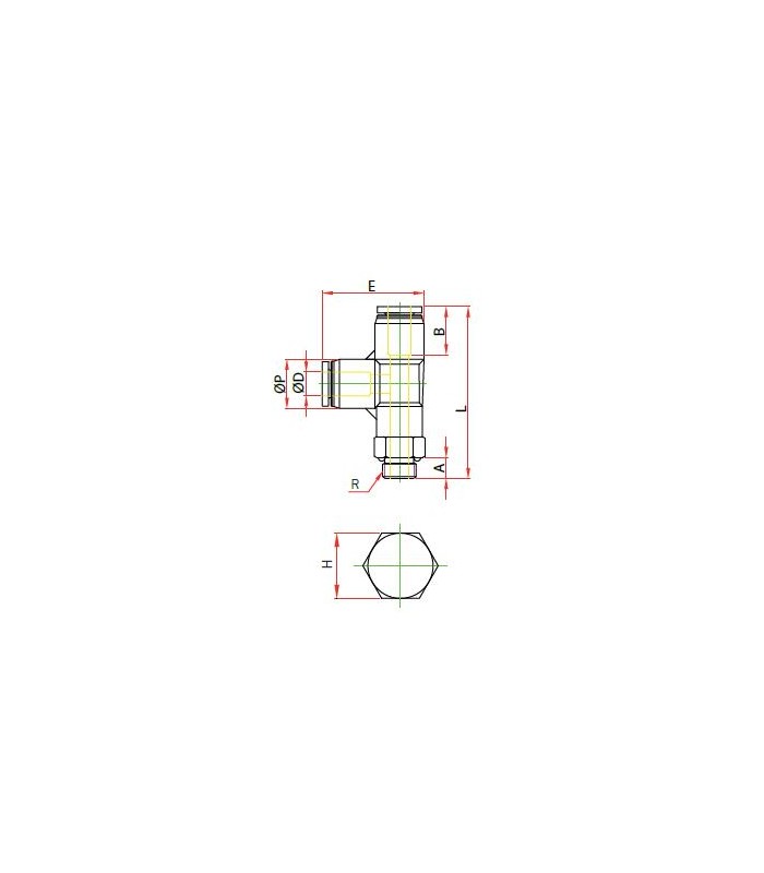 “t” orientable rosca lateral macho cilíndrica ø 8 g1/8 bspp