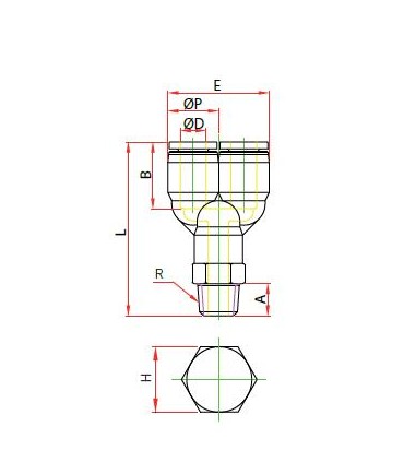 “y” orientable rosca macho cónica ø 4 r1/4 bspt