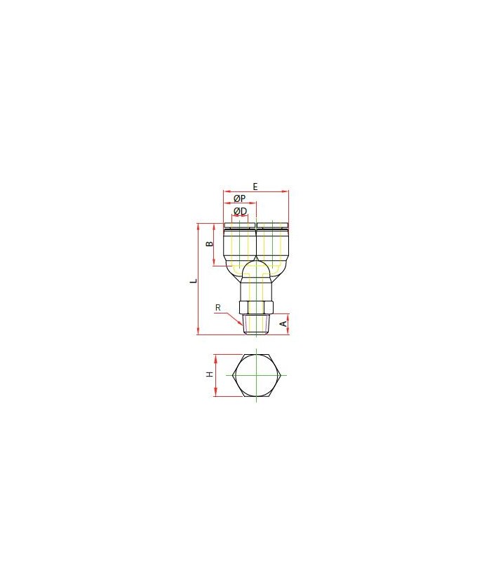 “y” orientable rosca macho cónica ø 10 r3/8 bspt