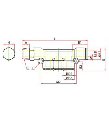 Distribuidor múltiple tubo, rosca macho cónica ø 8 r1/4 bspt