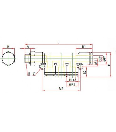 Distribuidor múltiple tubo, rosca macho cilíndrica ø 8 g1/4 bspp