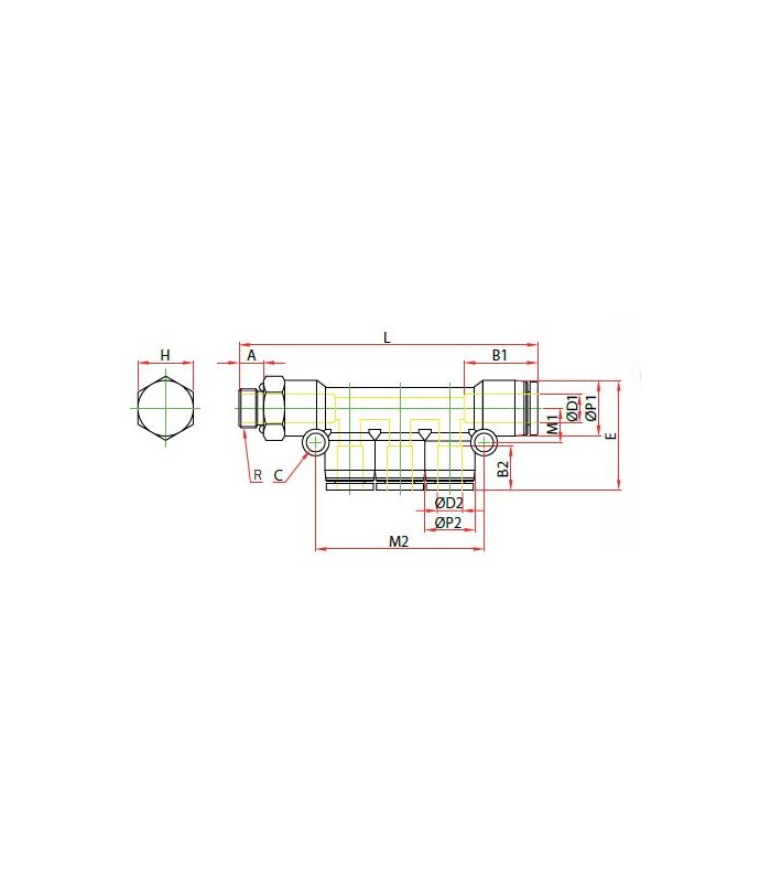 Distribuidor múltiple tubo, rosca macho cilíndrica ø 8 g1/4 bspp