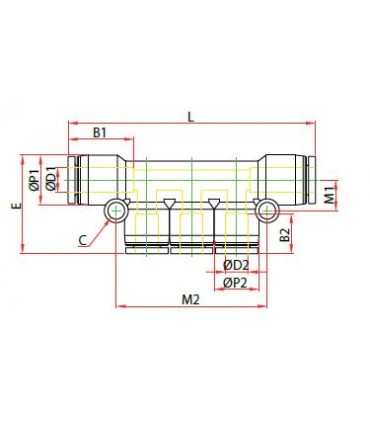Distribuidor múltiple tubo reducido ø1-10 ø2-6