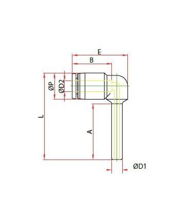 Codo con espiga reducción ø1-12 ø2-10