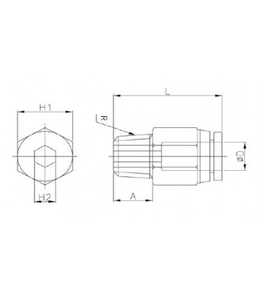 Rosca macho cónica ø 6 r1/4 bspt