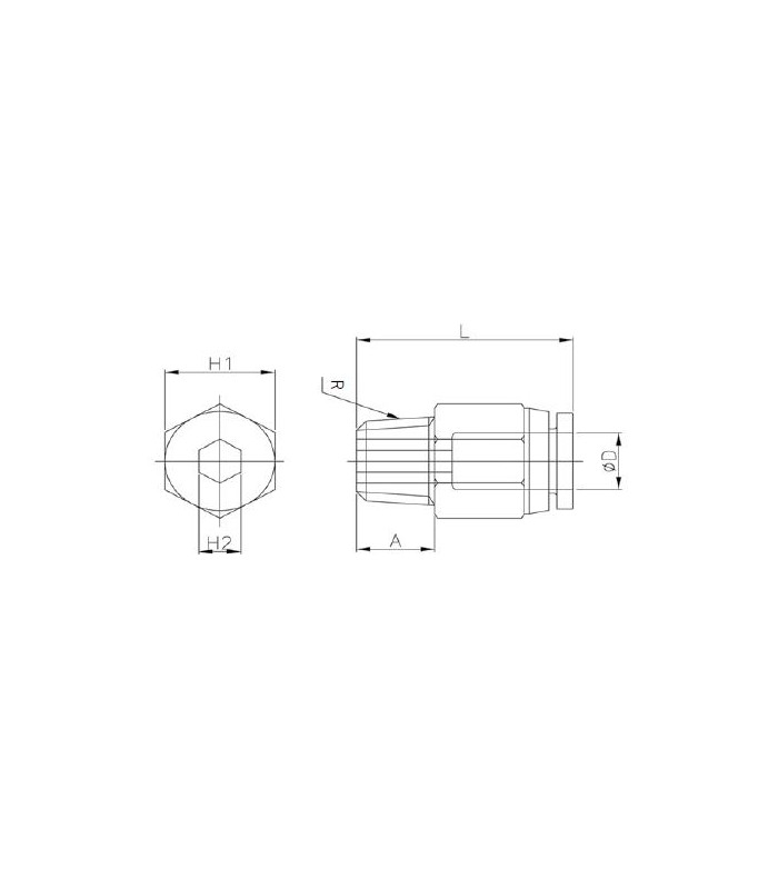 Rosca macho cónica ø 8 r1/4 bspt