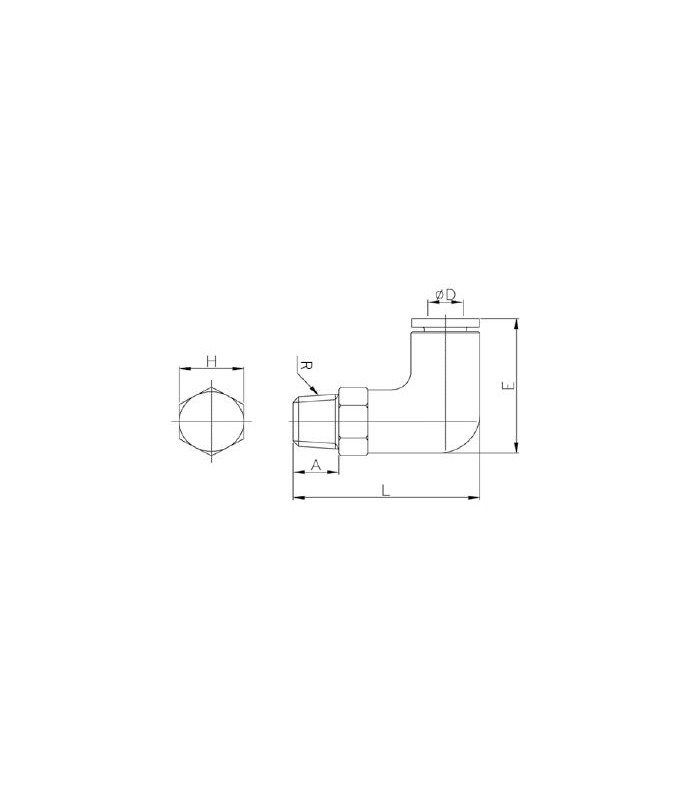 Codo orientable rosca macho cónica ø 6 r 1/8 bspt