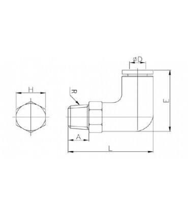 Codo orientable rosca macho cónica ø 8 r 1/8 bspt