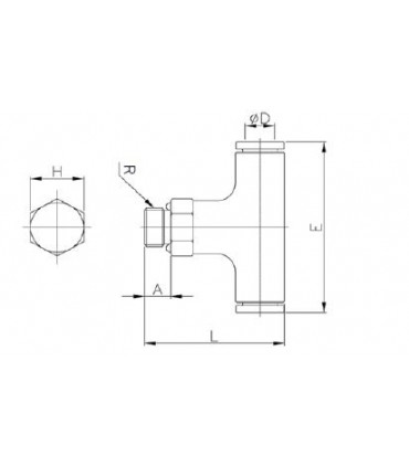 “t” orientable rosca macho central cilíndrica ø 6 r 1/4 bspp