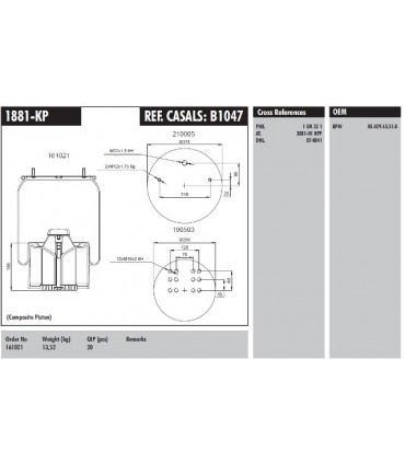 FUELLE SUSPENSION BPW 36" PLASTICO COMPLETO