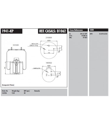 FUELLE SUSPENSION BPW 30" CAMPANA PLASTICO COMPLETO