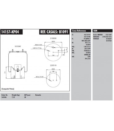 FUELLE SUSPENSION R.O.R. MERITOR (TORNILLOS DESCENTRADOS)