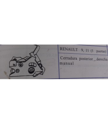 CERRADURA TRASERA DERECHA MANUAL R-9-11 5 PUERTAS