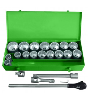 ESTUCHE METÁLICO CON 22 PIEZAS DE AUTOCLÉ DE 1" EN 12 CANTOS