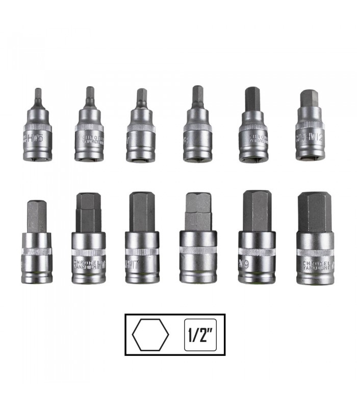 SET DE 12 PIEZAS DE 1/2" PUNTA HEXAGONAL