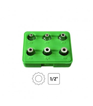 SET DE 6 PIEZAS DE 1/2" PUNTA 12 CANTOS INVIOLABLE / PUNTA XZN