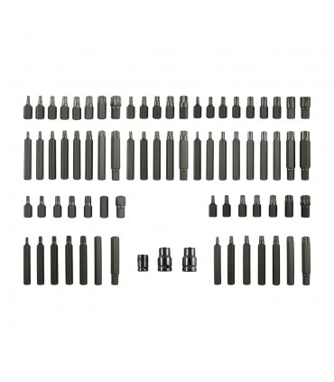 ESTUCHE DE PUNTAS 75 PIEZAS PARA TORNILLOS RIBE, XZN, TORX HEXAGONAL INV.