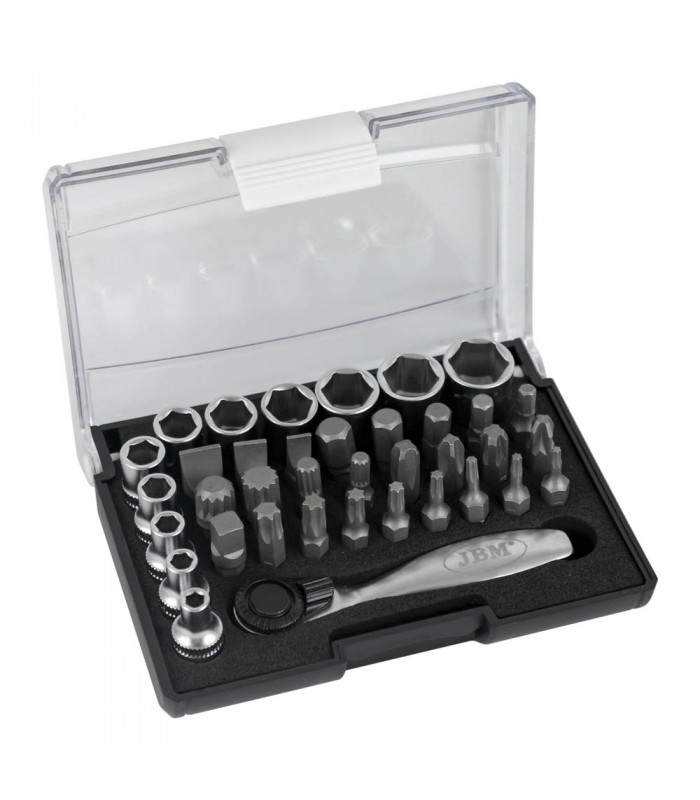 ESTUCHE DE 38 PIEZAS CON CARRACA MINI DE 1/4"