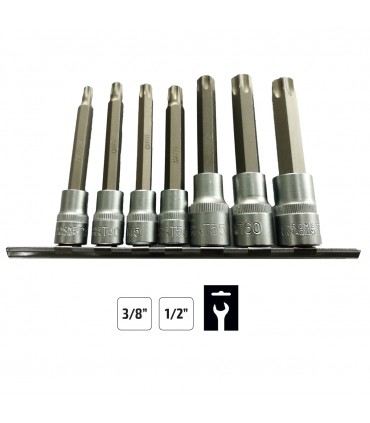 JUEGO DE 7 PUNTAS TORX DE 3/8" Y 1/2"