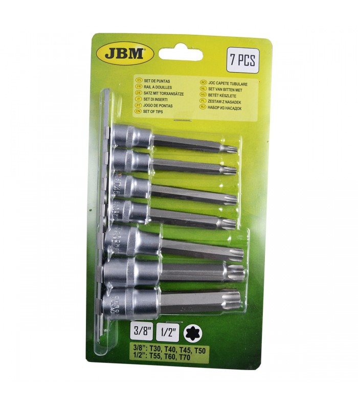 JUEGO DE 7 PUNTAS TORX DE 3/8" Y 1/2"