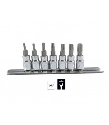 JUEGO DE 7 PUNTAS TORX INVIOLABLE 1/4"