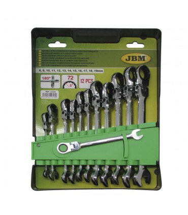 SET DE 12 LLAVES COMBINADAS ARTICULADAS CON TRINQUETE