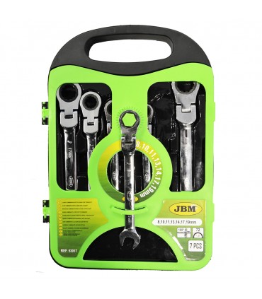 SET DE 7 LLAVES COMBINADAS ARTICULADAS CON TRINQUETE