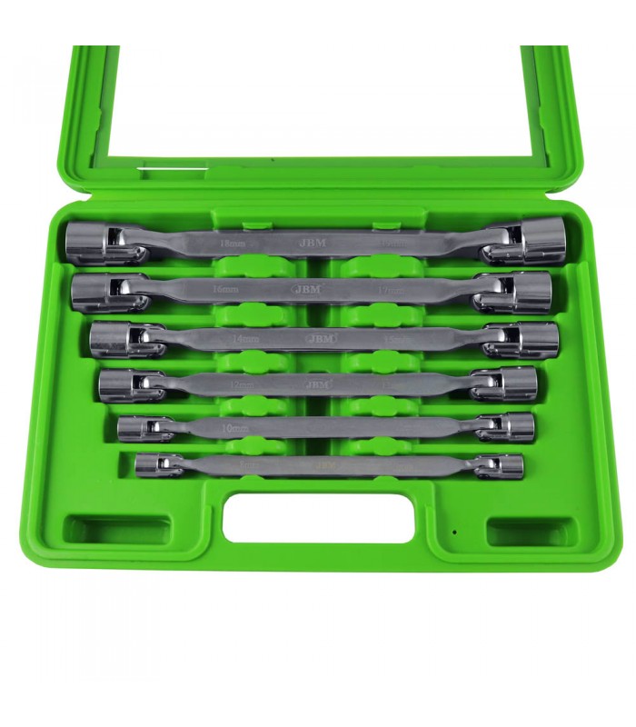 ESTUCHE CON 6 LLAVES DE VASO DE 12 CANTOS ARTICULADAS