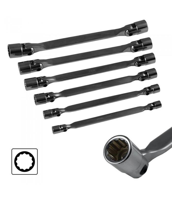 ESTUCHE CON 6 LLAVES DE VASO DE 12 CANTOS ARTICULADAS