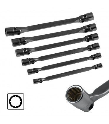 ESTUCHE CON 6 LLAVES DE VASO DE 12 CANTOS ARTICULADAS