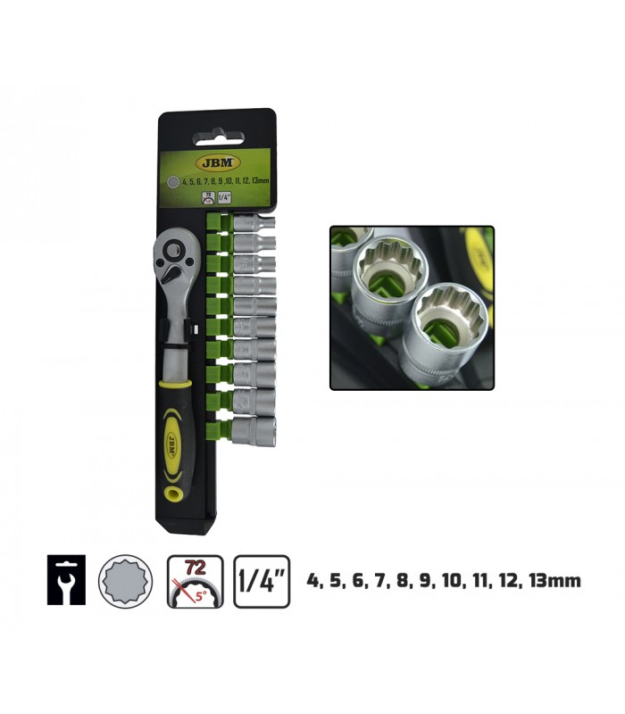 CARRACA 72 DIENTES CON VASOS DE 12 CANTOS 1/4"