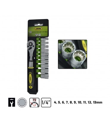 CARRACA 72 DIENTES CON VASOS DE 12 CANTOS 1/4"